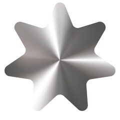 Abstract Shiny Silver Starburst Shape with Radial Gradient and Transparent Background