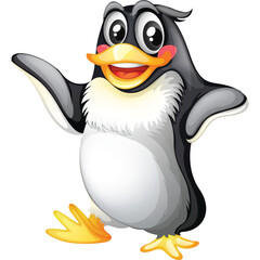 A Cheerful Cartoon Penguin Character Waving Hello With A Big Smile And Happy Expression On A Transparent Background