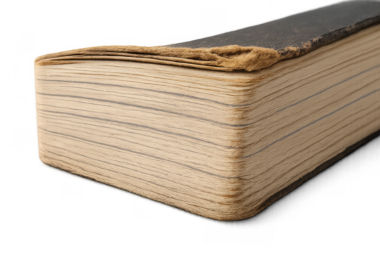 Vintage diary or antique journal with worn pages, isolated on transparent background, symbolizing aging wisdom and historical knowledge