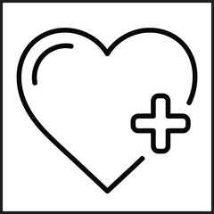 Obraz premium Heart symbol with a plus sign icon representing health or love medical