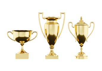 Three Golden Trophies Symbolizing Success Achievement and Competitive Excellence