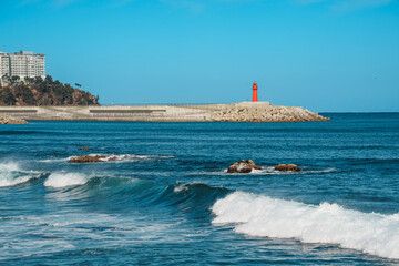 Red Lighthouse at Sokcho Pier, South Korea