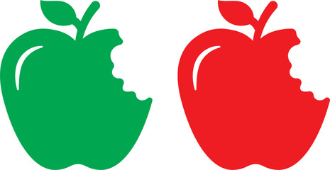 Vector illustration of a fresh red apple and tomato, a healthy fruit and food icon with a green leaf design
