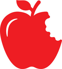 A vector illustration of a fresh red apple with a green leaf on a white background, symbolizing health and nature