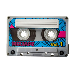 Obraz premium a colorful cassette tape with mixtape label and geometric patterns