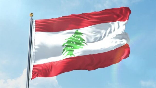 4K Lebanon flag waving in the wind - realistic Lebanon flag animation in high resolution, perfect for Lebanon national day, independence, travel and patriotic video projects
