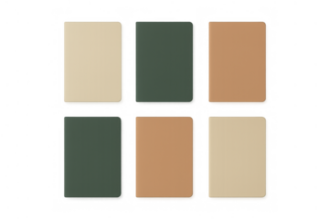 Blank notebooks mockups in earth tone colors, providing a simple template for design and branding on transparent background