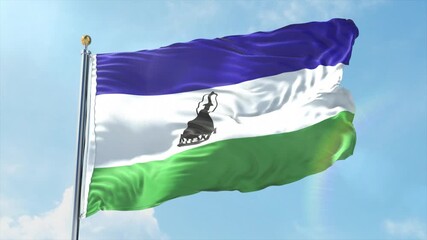 4K Lesotho flag waving in the wind - realistic Lesotho flag animation in high resolution, perfect for Lesotho national day, independence, travel and patriotic video projects