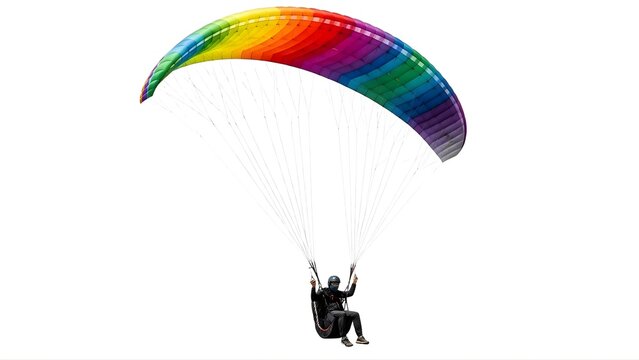 Colorful paragliding adventure extreme sport skydiving scenic flight adrenaline rush activity thrill recreation on transparent background
