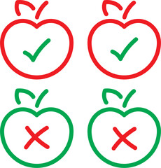 Green yes tick mark and red no cross symbol icons vector for web choice