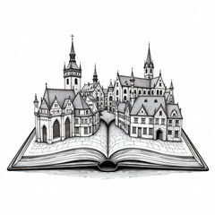 Obraz premium vector illustration of old castle