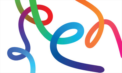 Vibrant Swirls of Connected Colorful Lines Creating an Abstract Dynamic Network of Movement and Intertwined Forms on a Clean White Background