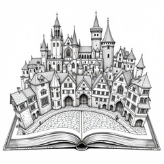 Obraz premium vector illustration of old castle