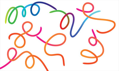 Vibrant Gradient Hues Intertwining Abstract Swirls and Looping Lines Creating a Dynamic and Playful Pattern on a Clean White Backdrop