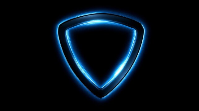 Abstract glowing blue triangular shape on a black background, perfect for technology, design, or creative projects - Powered by Adobe