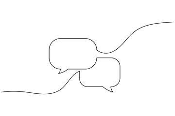 Minimalist continuous line speech bubble icon on white background

