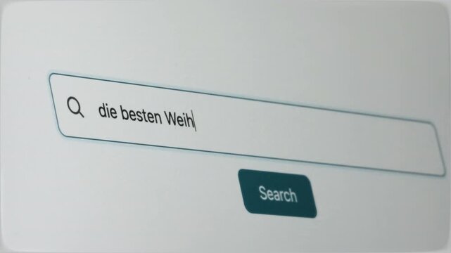 Die Besten Weihnachtsm&auml;rkte Search on Search Engine. Means Best Christmas Markets in German Language. Close Up Shot of Typing Search Term in Search Box on Web Page on Computer Screen. Real Time 4K.