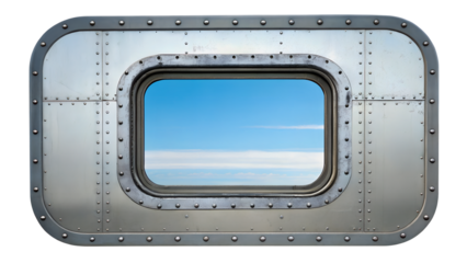 airplane window frame isolated on white or transparent png
