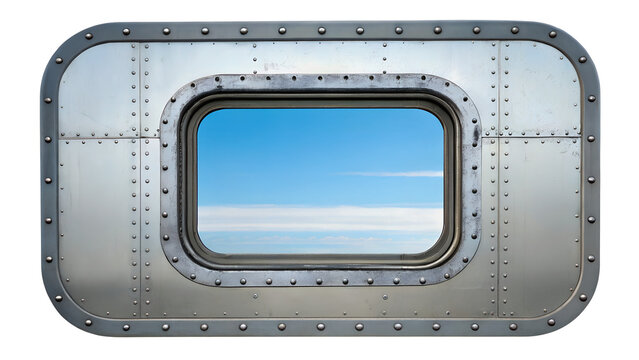 airplane window frame isolated on white or transparent png
