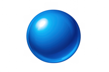 Blue glossy sphere with shiny reflection on transparent background symbolizing technology, innovation, and global communication