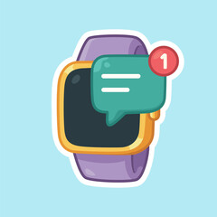Smartwatch Message Notification Flat Pastel Vector Illustration for Mobile and Tech Design