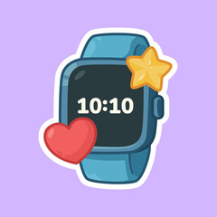 Smartwatch with Heart and Star Icon Flat Pastel Vector for Fitness and Lifestyle Design