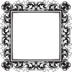 Vintage baroque frame with floral ornament engraving illustration art