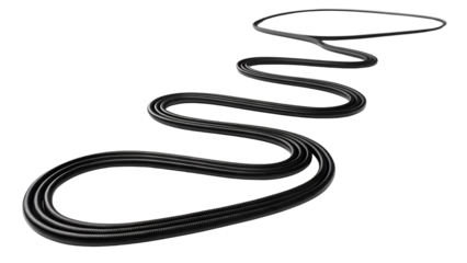 black curvy string isolated on white or transparent png
