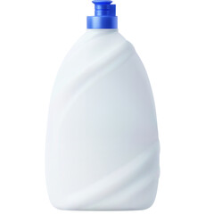 White Plastic Bottle With Blue Pump Dispenser For Cleaning Product With Swirl Texture On White Background Isolated