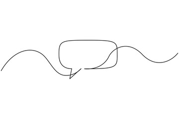 Minimalist continuous line speech bubble icon on white background
