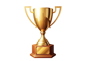 Golden trophy cup champion reward victory success and award concept