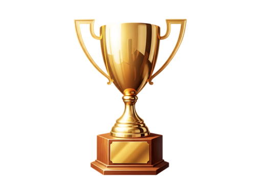 Golden trophy cup champion reward victory success and award concept