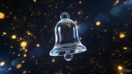 Abstract transparent bell floating in a cosmic galaxy with bokeh lights. - Powered by Adobe