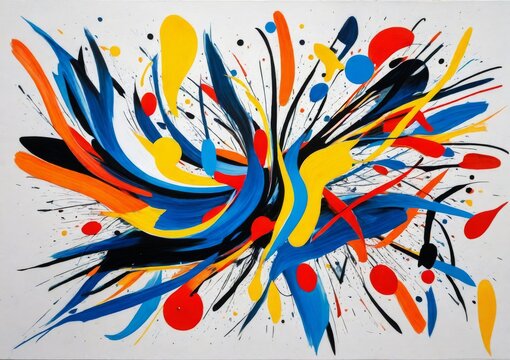 Abstract Painting of Vibrant Primary Color Explosion and Energy - Powered by Adobe