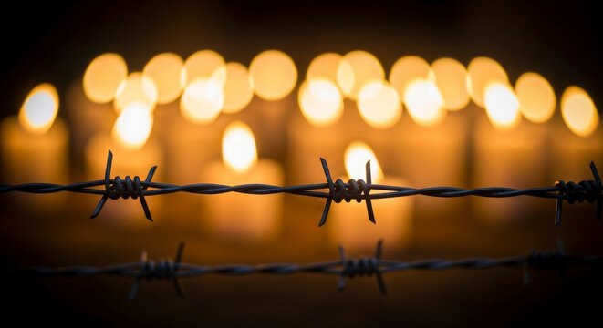 Candles of remembrance burning in memory of fallen heroes