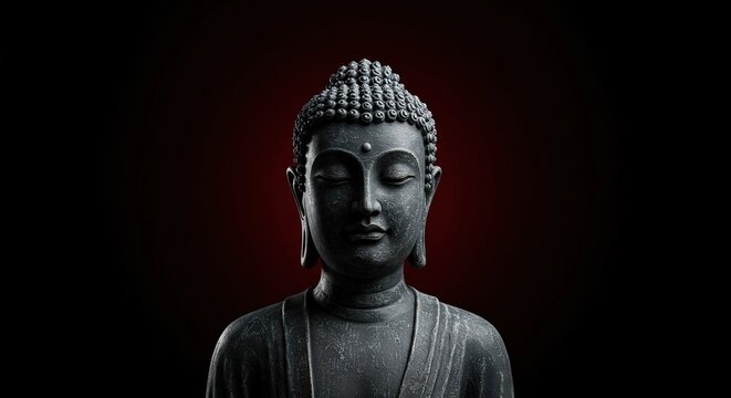 A peaceful statue of the enlightened one meditating with closed eyes, representing tranquility and spiritual growth in Dharmic tradition ,statue ,peace ,avatar