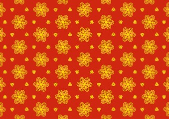 Abstract Floral Geometric Luxury Red Gold Seamless Pattern Background 