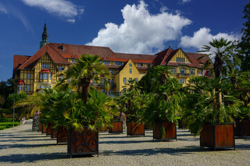 garden, sanatorium and promenade in spa town Kudowa Zdroj Poland