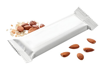 Almond Protein Bar Snack &ndash; Healthy Energy Nutrition Bar with Nuts and Grains, Isolated on transparent background, png
