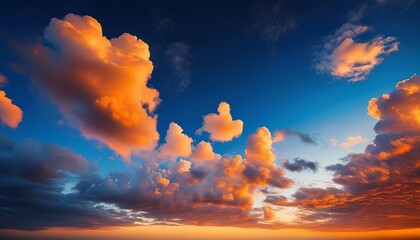 Orange Clouds Against The Blue Sky