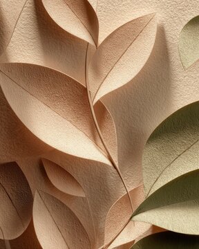 Elegant Paper Leaves in Soft Natural Colors, Beautiful Texture and Depth, Ideal for Backgrounds and Design Projects