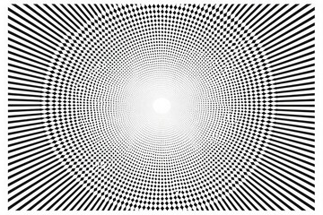 Symmetrical geometric design with circle of squares radiating rays for modern graphic or branding