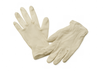 Pair of latex gloves providing protection and hygiene for medical, cleaning, or examination purposes