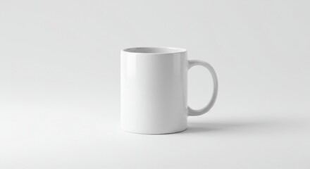 Obraz premium A pristine white ceramic mug sits centered on a clean, bright white background, ready for your custom design or morning beverage ,blank ,branding ,container