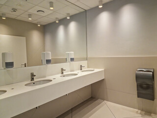 modern interior design in public toilet. public bathroom