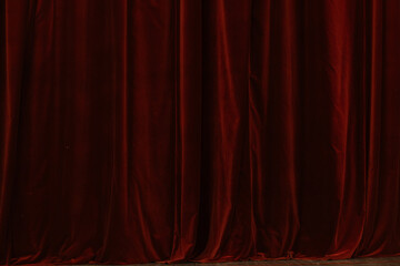 Deep Red Velvet Theatre Stage Curtain Texture