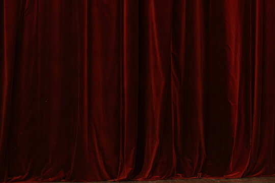 Deep Red Velvet Theatre Stage Curtain Texture