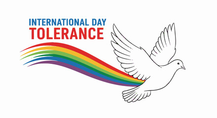 Obraz premium International day of tolerance vector illustration with dove and rainbow for peace and unity day