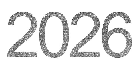 Elegant Silver Glitter 2026 Text Design, Sparkling New Year Typography for Invitations, Posters, and Digital Celebrations