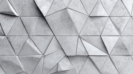 Abstract 3D surface of geometric shapes with gray tones in modern architectural design and textured wall background